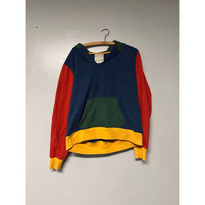 Men's VSTR Colorblock Hoodie size medium M Blue Red Green Yellow FLAWED